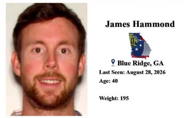 James Hammond Missing Person, Fannin County, Georgia – authorities issue alert for 40-year-old man